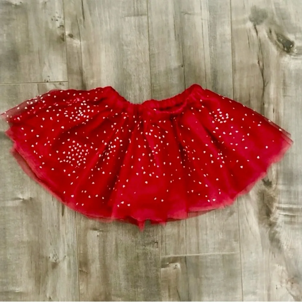 Gymboree Red Tulle Heart Pattern Skirt